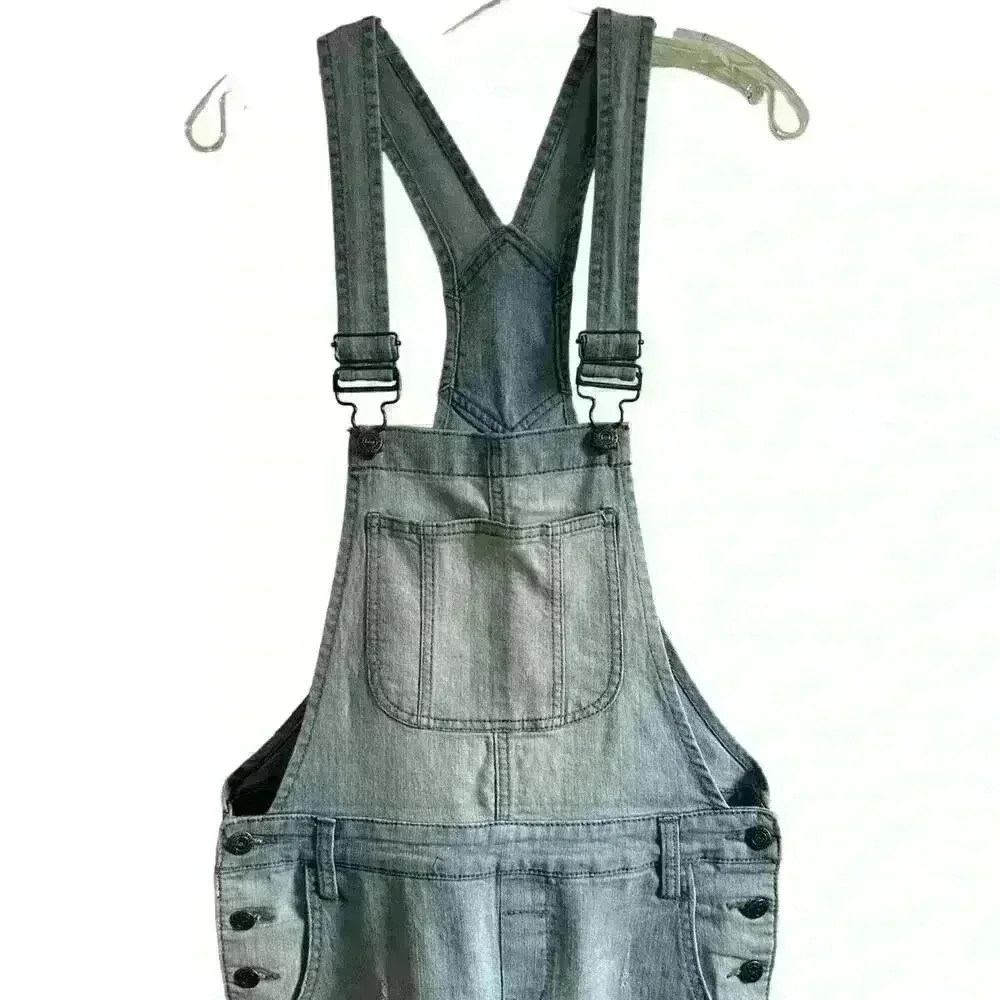 LEI LIGHT WASH DISTRESSED BIB OVERALLS SIZE M - Picture 2 of 13